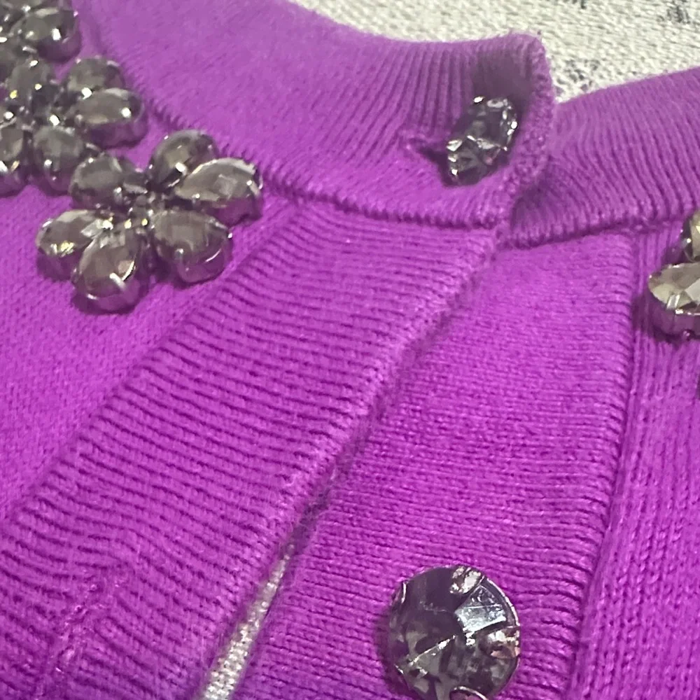 Purple‎ Pink Cardigan with Embellished Bling Collar